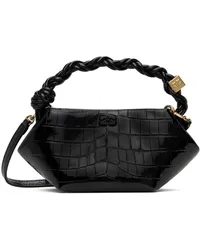 Ganni Black Croc Patent Mini Bou Bag Black