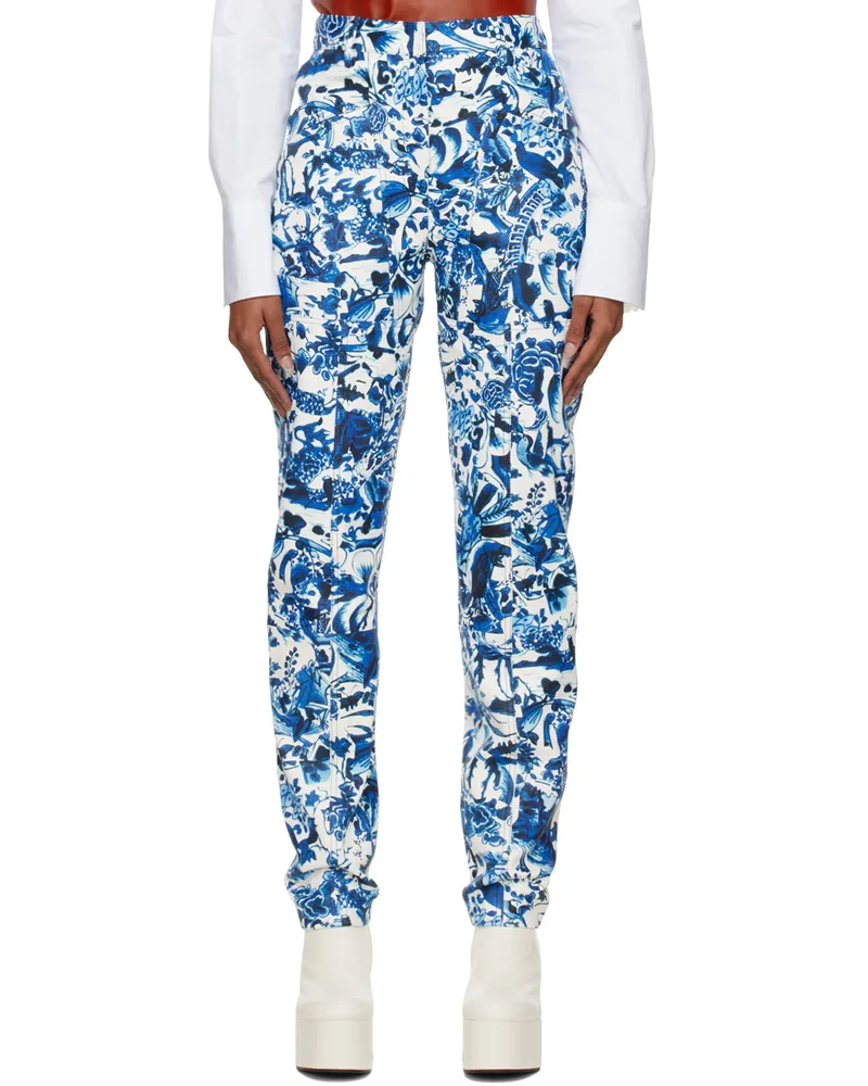 Dries van Noten White Printed Leather Pants 504