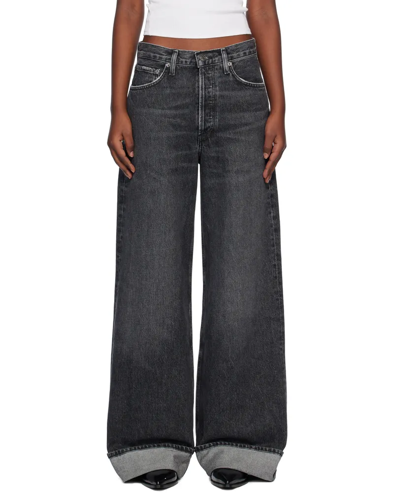 AGOLDE Gray Dame High Rise Wide Leg Jeans Ditch