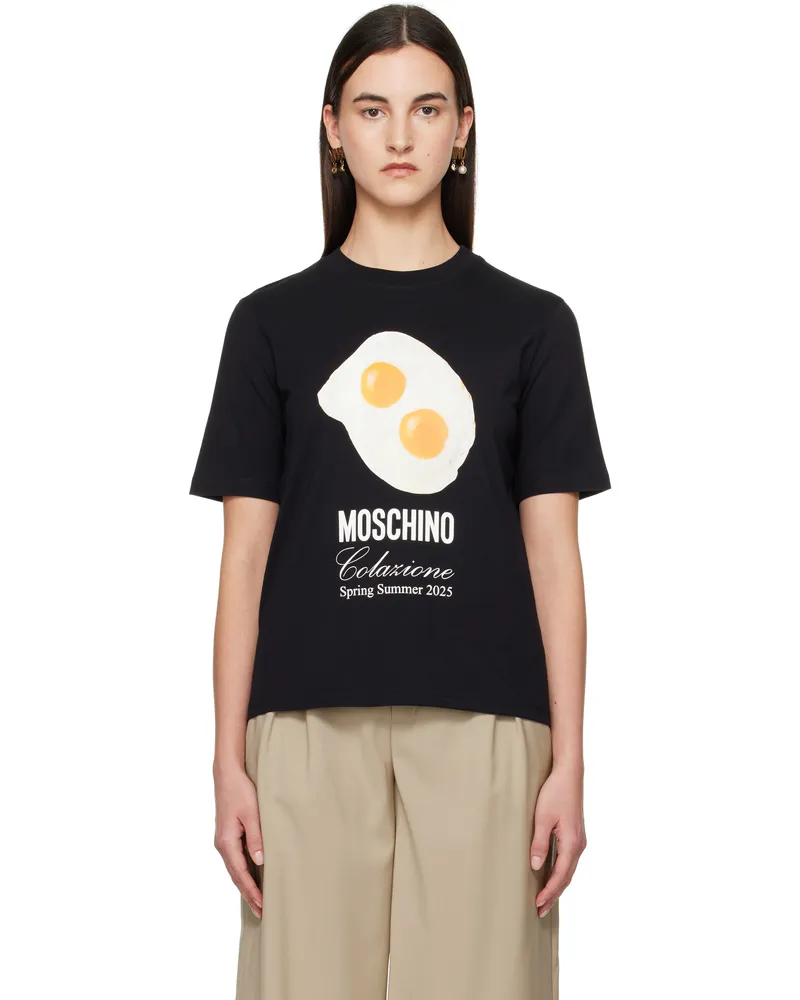 Moschino Black Eggs Print T-shirt 1555