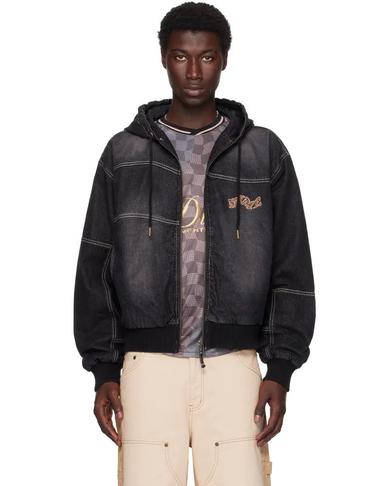 Dime Black Hooded Utility Jacket Sandblasted
