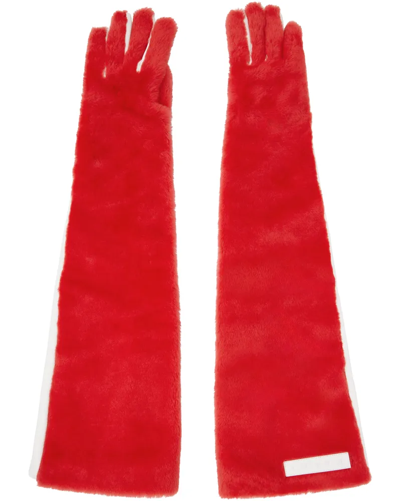 Marni Red & White Long Gloves Ror63