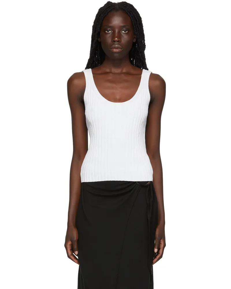 Vince White Cotton Tank Top Optic