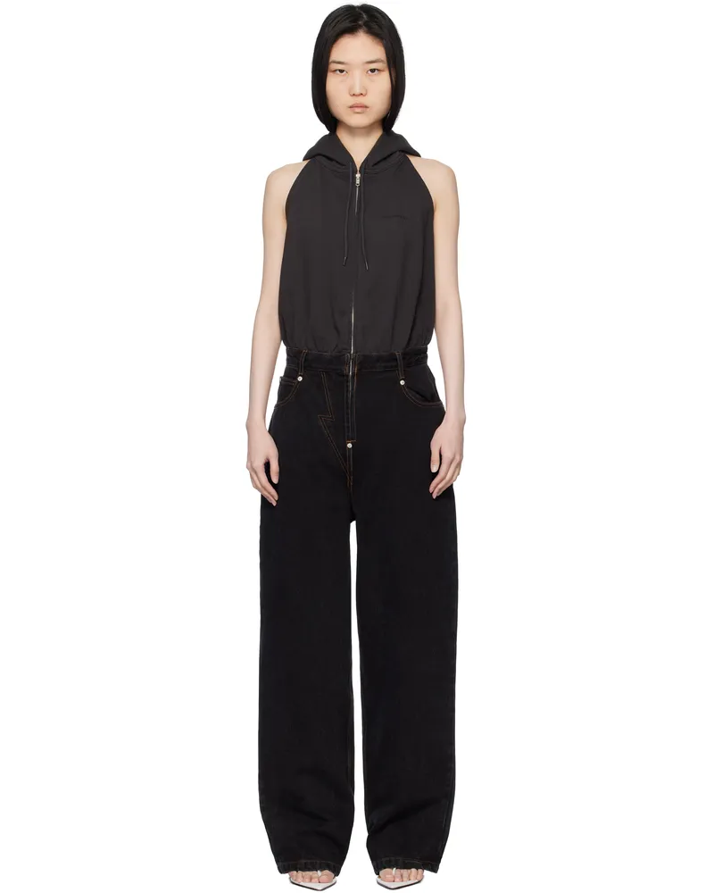 pushBUTTON Black Halter Hoodie Jumpsuit Black