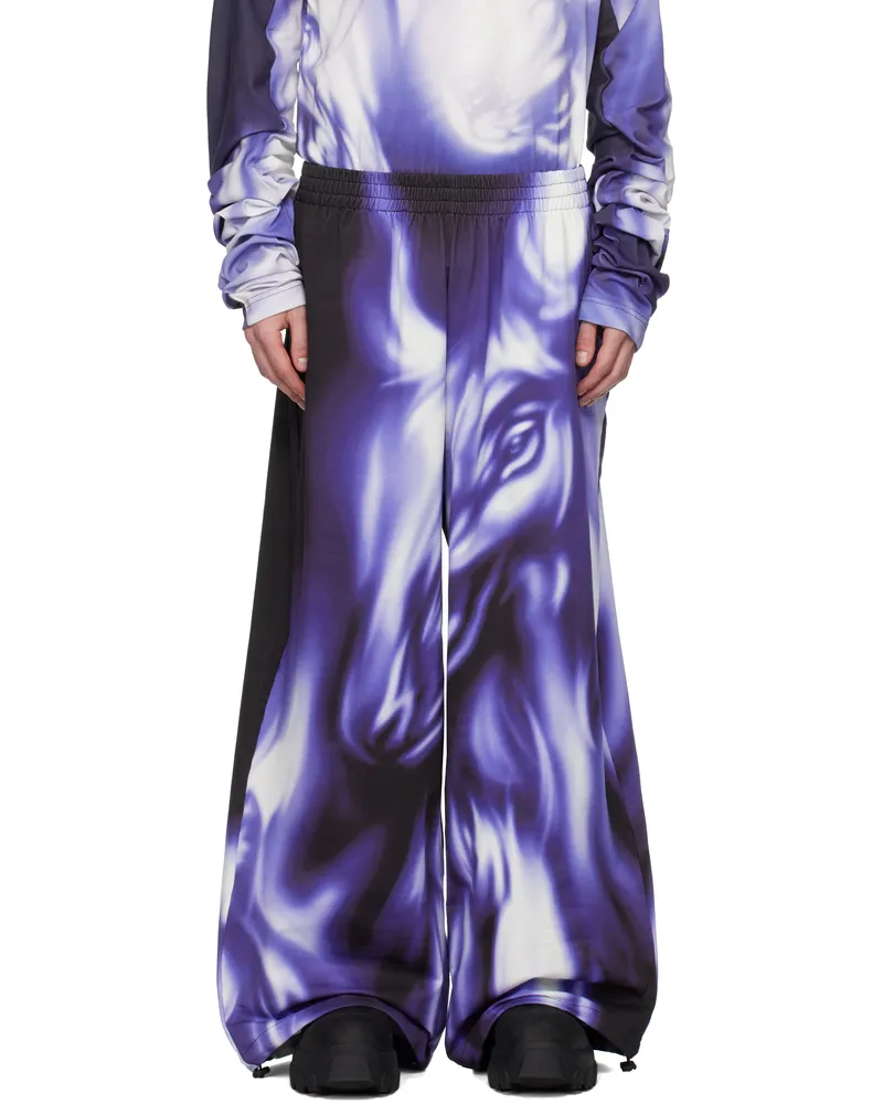 Gerrit Jacob Purple & White Printed Sweatpants Black
