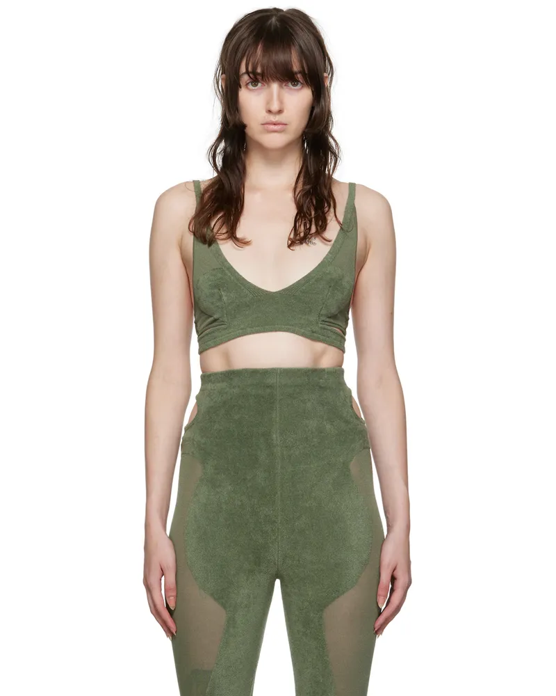 Dion Lee Khaki Chenille Intarsia Bra Shadow