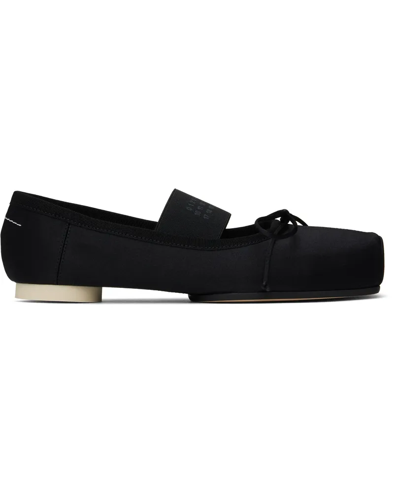 Maison Margiela Black Satin Pointe Logo Ballerina Flats T8013