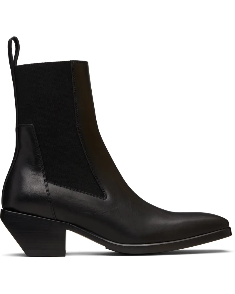 Rick Owens Black Concordians Heeled Sliver Chelsea Boots 09
