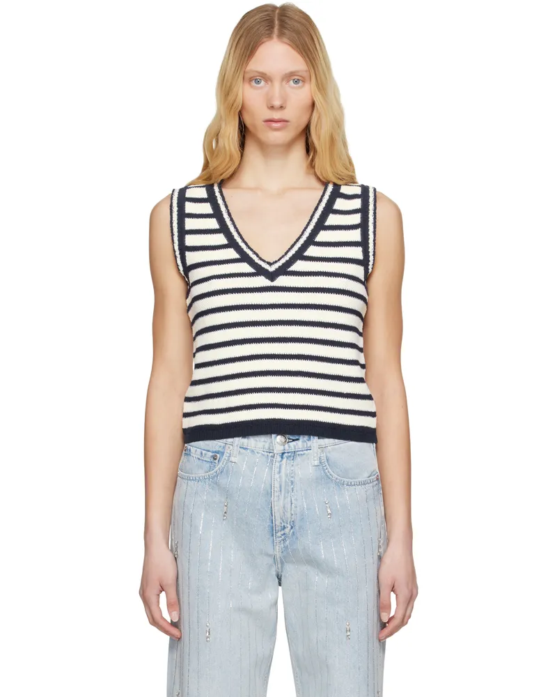 Rag & Bone Off-White & Navy Meghan Stripe Vest Ivorymult