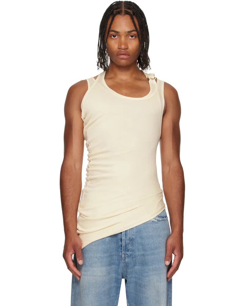 Jean Paul Gaultier Off-White 'Gaultier' Piercing Tank Top 03-ecru