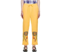 Yellow Cross-Stitched Trousers
