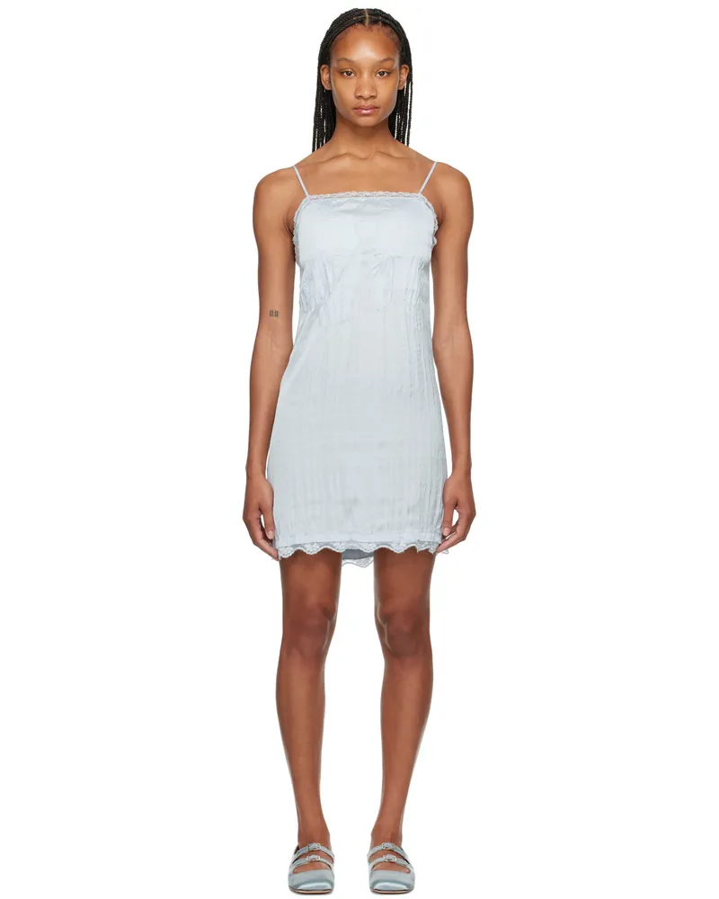 OPEN YY Blue Crinkled Slip Dress Sky