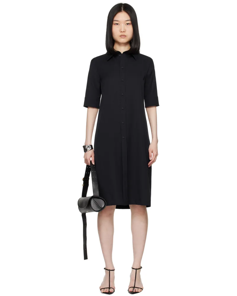 Jil Sander Navy Spread Collar Midi Dress 401