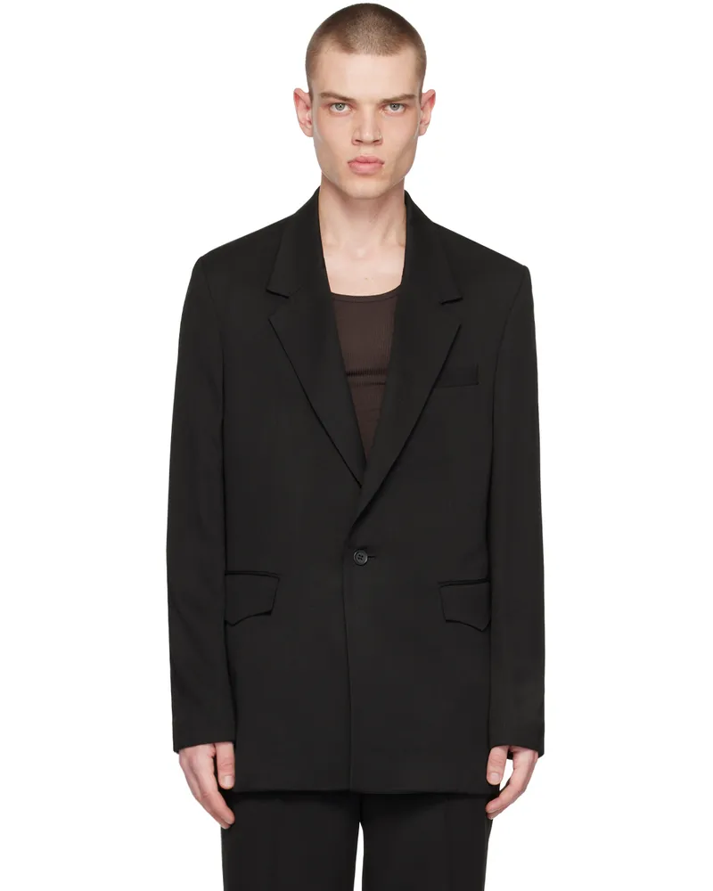 The Letters Black Single-Breasted Blazer Black