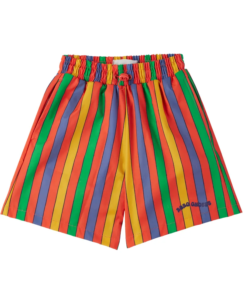 BOBO CHOSES Kids Multicolor Stripes Swim Board Shorts Red