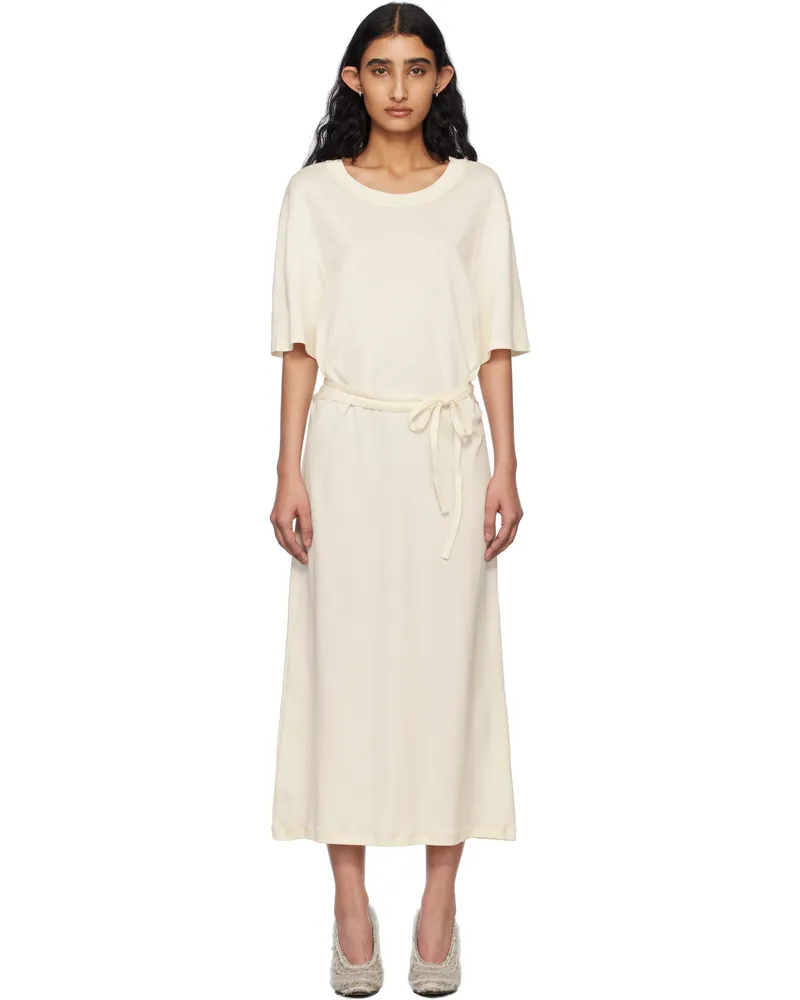 Christophe Lemaire Off-White Belted Rib T-shirt Midi Dress Wh048