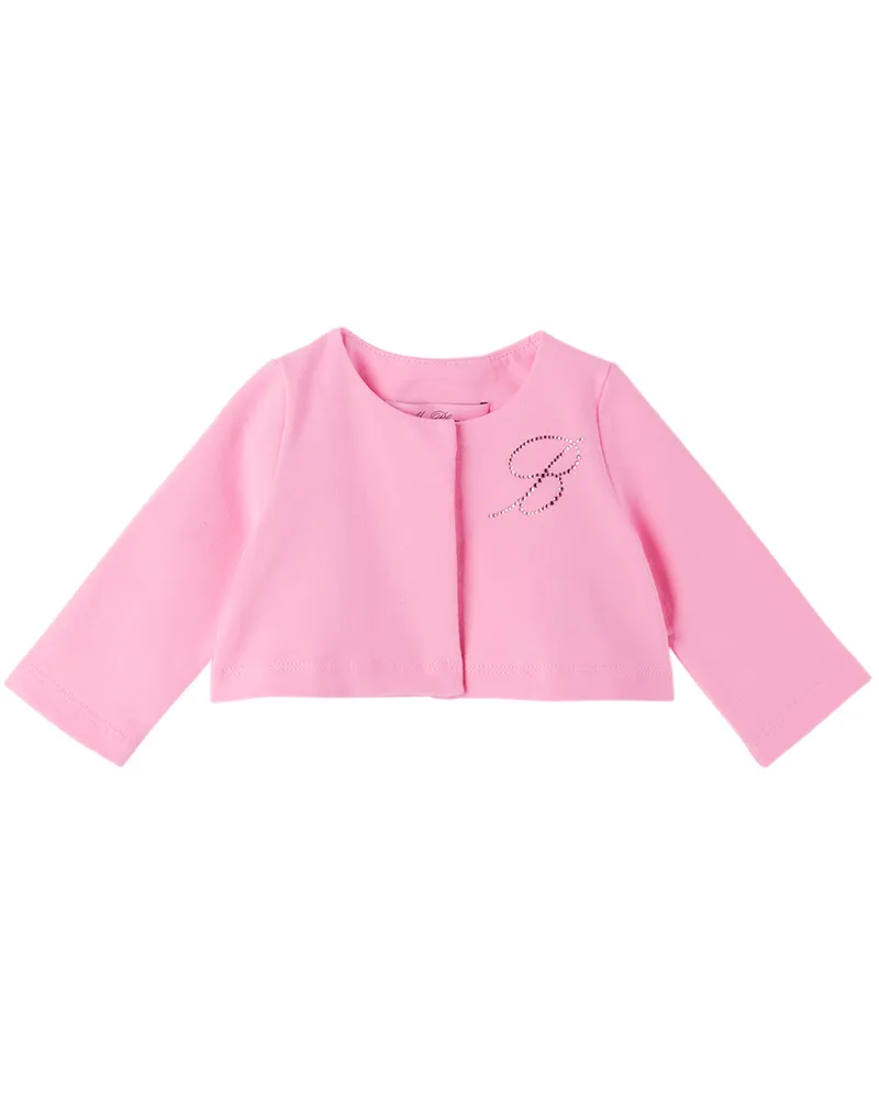 Blumarine Baby Pink Crystal-Cut Cardigan X0564
