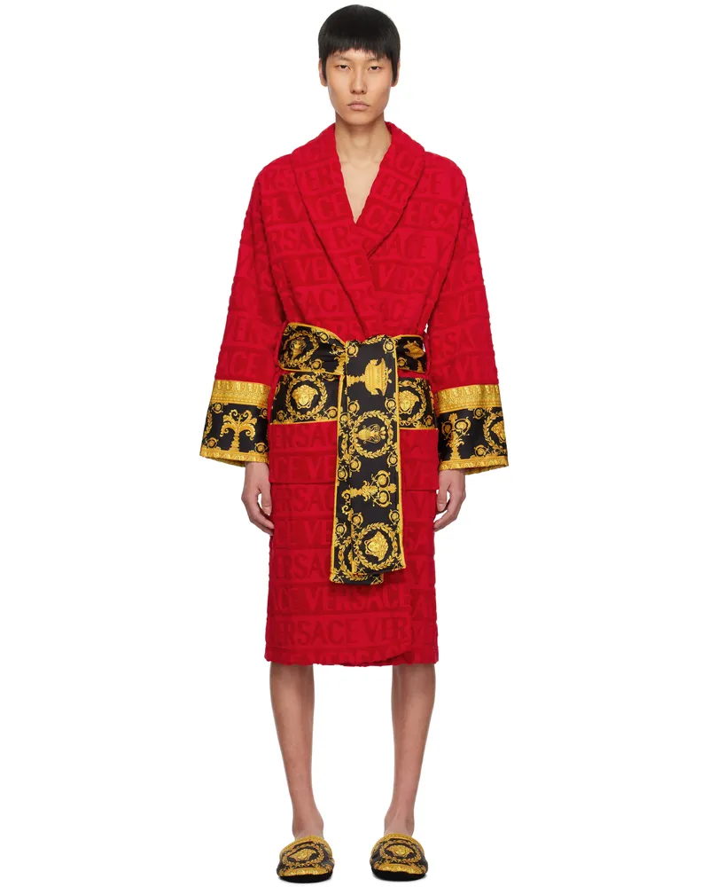 Versace Red 'I Heart Baroque' Bathrobe Z4003-red