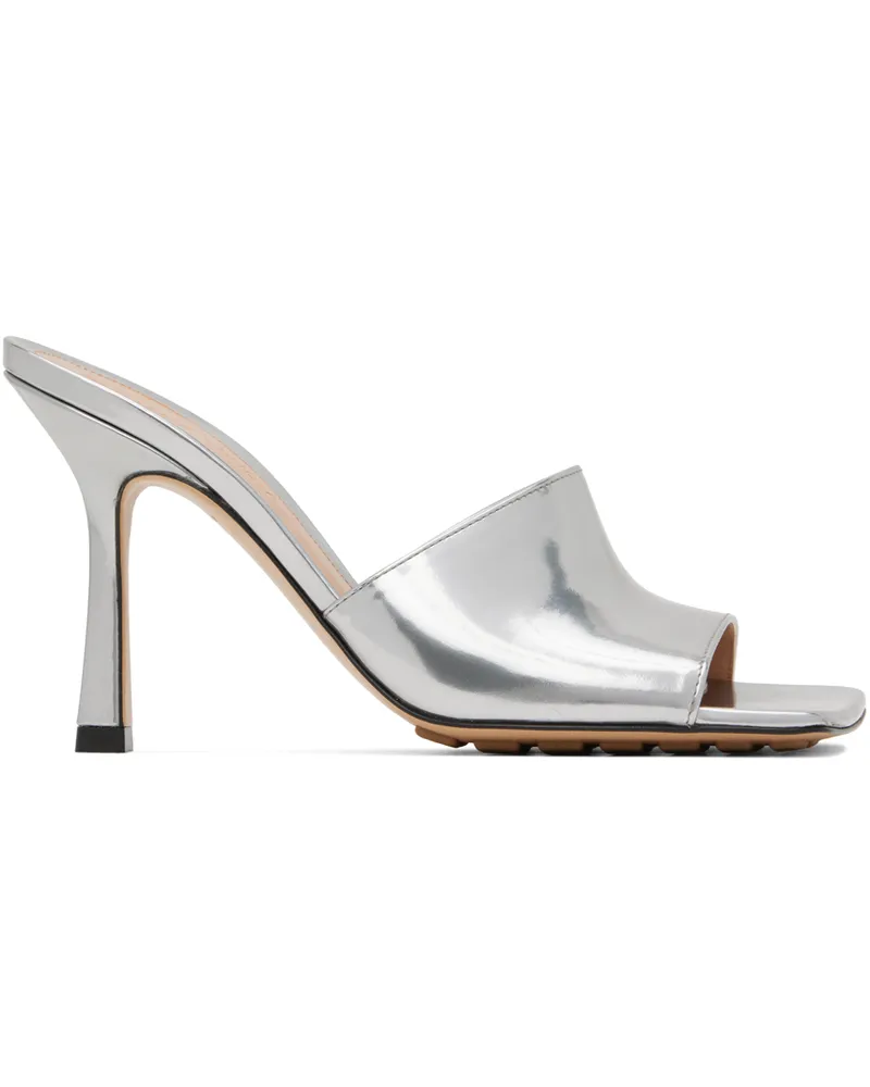Bottega Veneta Silver Stretch Heeled Mule 1414
