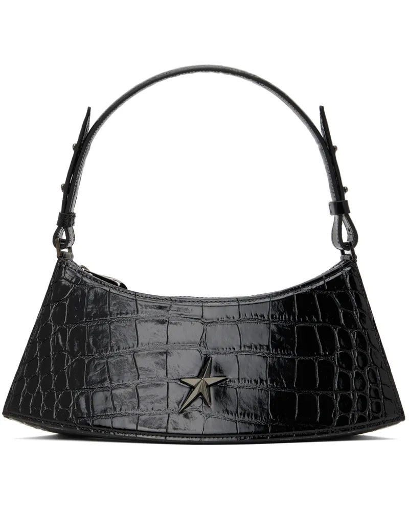 Thierry Mugler Black Embossed Crocodile Zenith Bag 1999