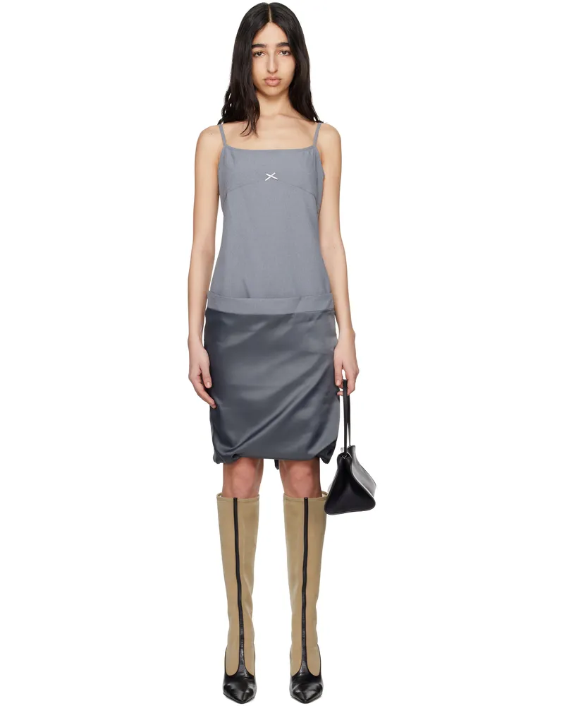 Commission Gray Fold-Up Slip Midi Dress Oyster