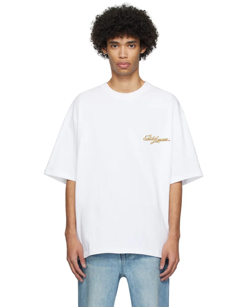 SOLID HOMME White Graphic T-Shirt 728w