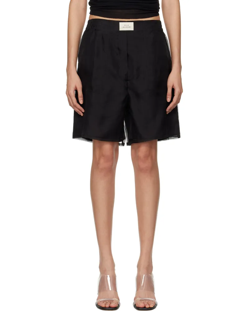 Silk Laundry Black Organza Boxer Shorts Black