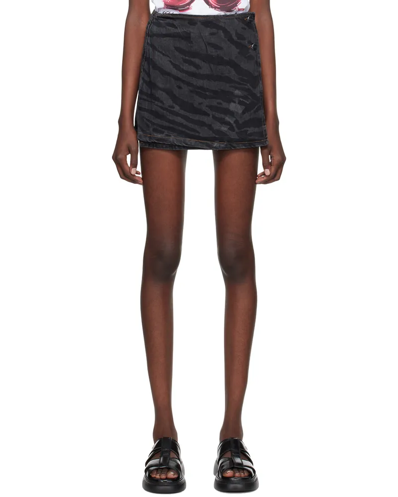 Ganni Black Lazer Denim Miniskirt 099