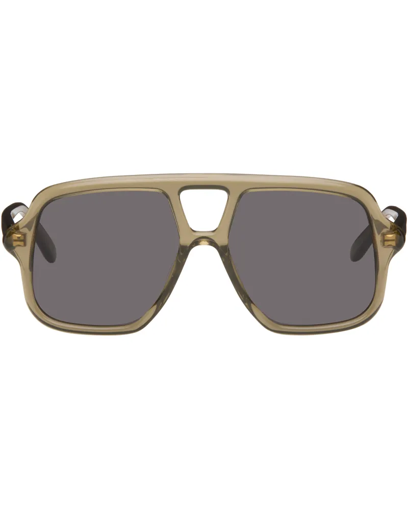 Loewe Khaki Aviator Slim Sunglasses Shiny