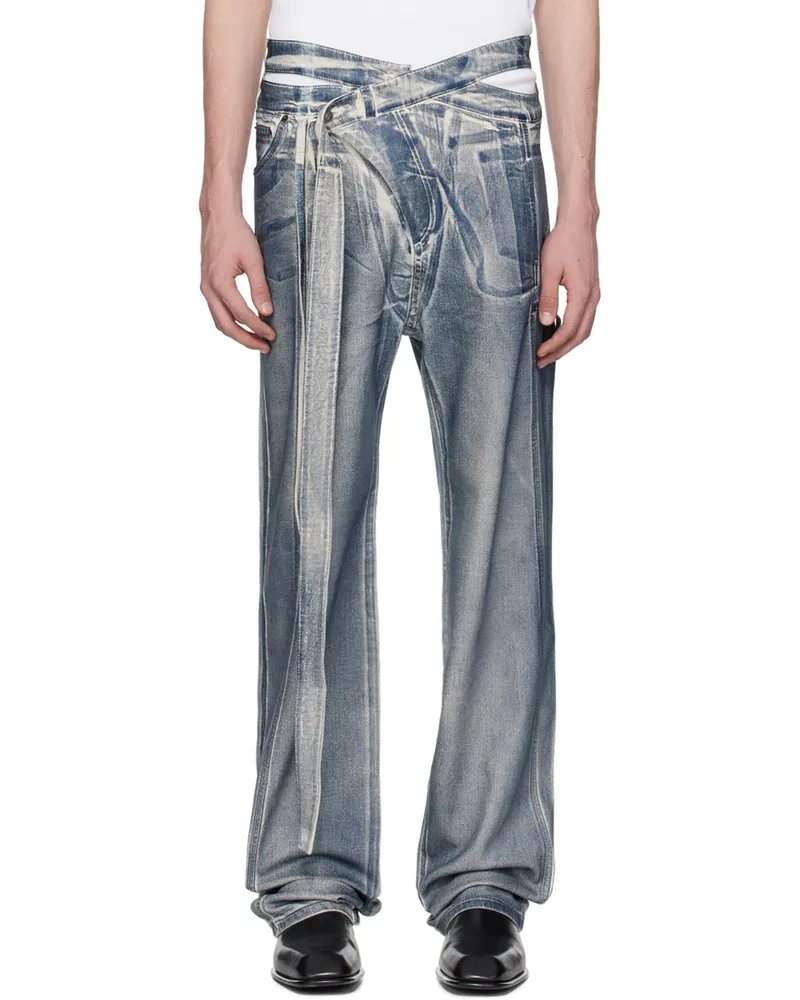 OTTOLINGER SSENSE Exclusive Blue Signature Wrap Jeans Sand