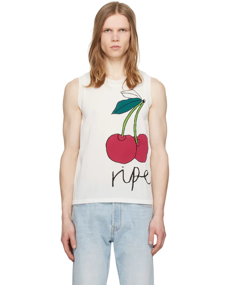 Zankov White Intarsia Tank Top Parchment