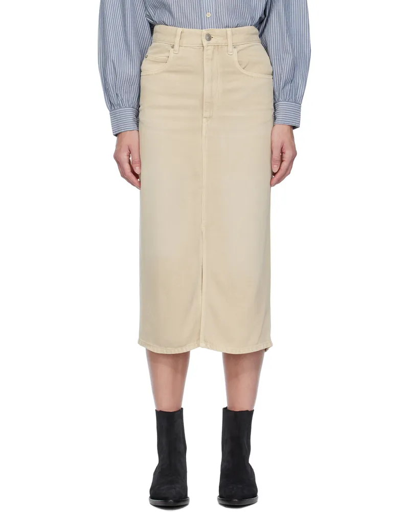 Étoile Isabel Marant Beige Tilauria Denim Midi Skirt 23ec