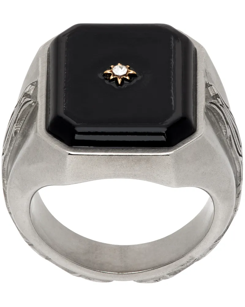Maison Margiela Silver Enamel Signet Ring 964
