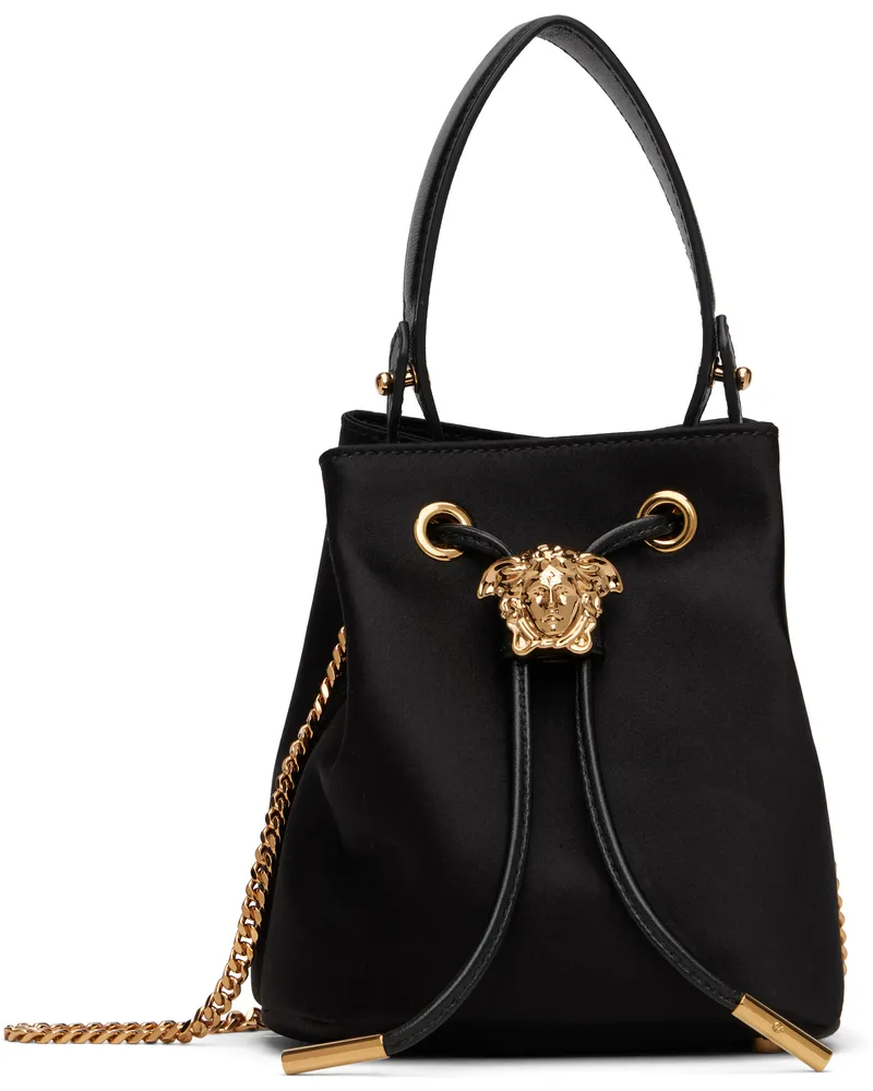 Versace Black 'La Medusa' Satin Mini Bucket Bag 1b00v-black-versace