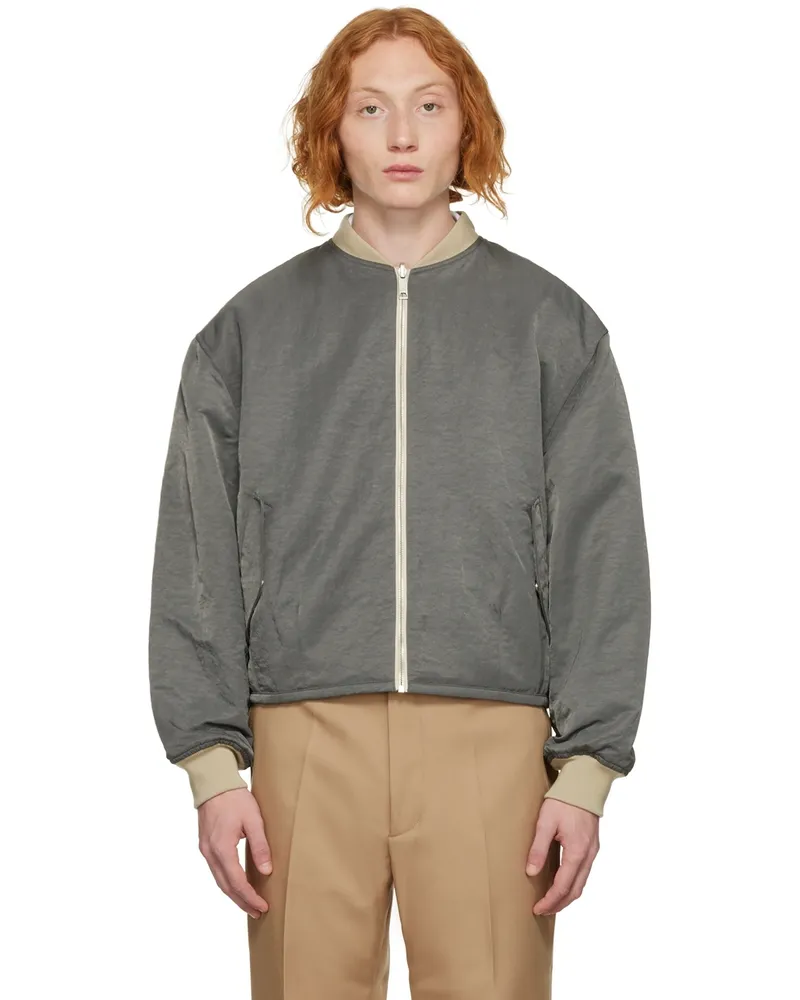 Second/Layer Gray Reversible Bomber Jacket Moon