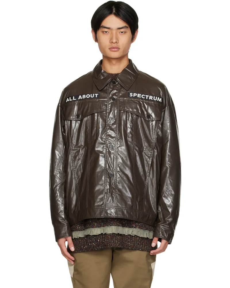 A. A. Spectrum Brown Lilex Light Faux-Leather Jacket Ebony