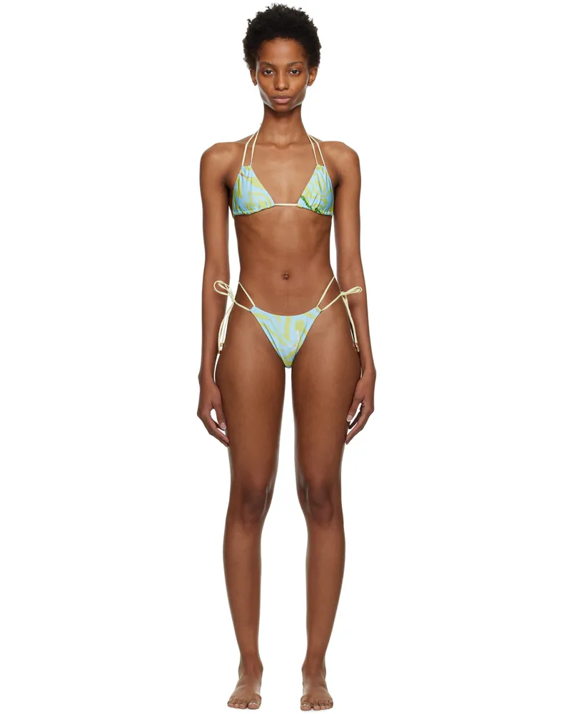 DOS SWIM SSENSE Exclusive Blue Ty Top & Luna Bottom Bikini Zebra
