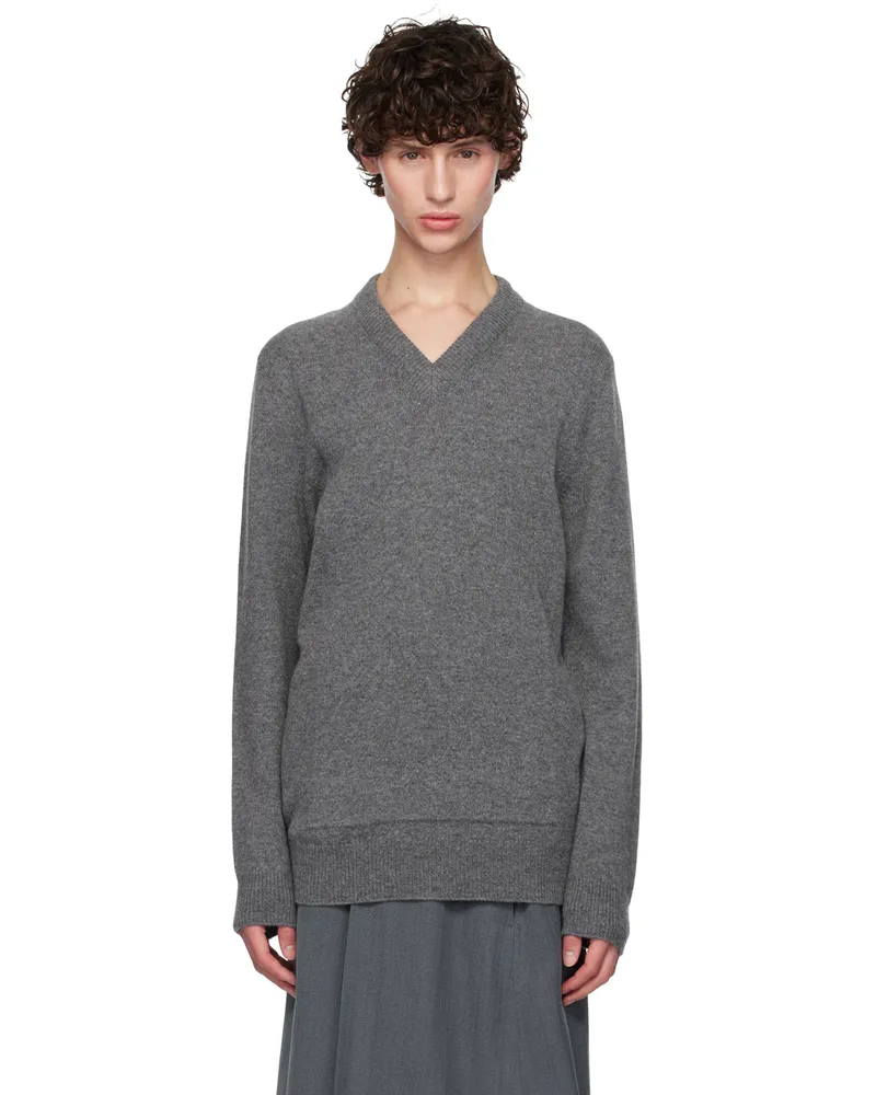 Jil Sander Gray V-Neck Sweater 021