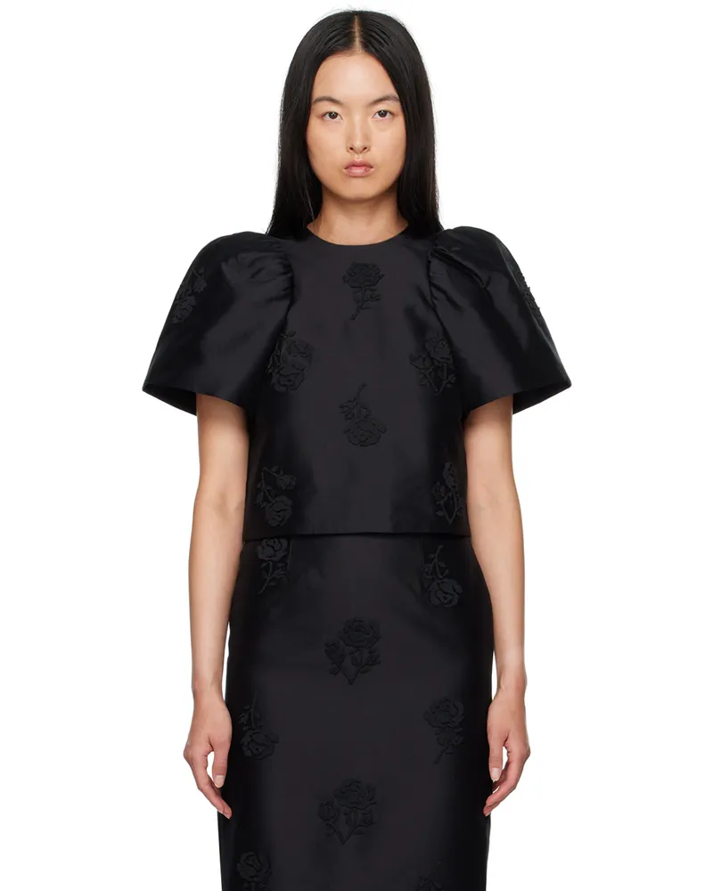 SHUSHU/TONG Black Puff Sleeve Blouse Ba100