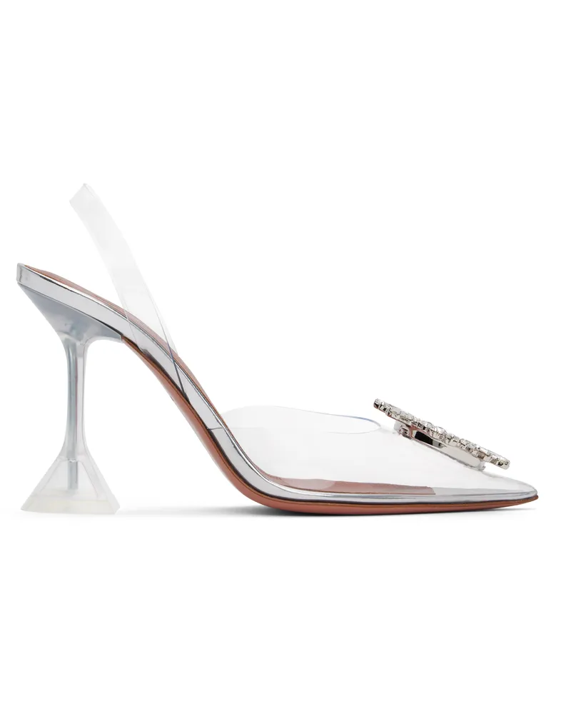 Amina Muaddi Transparent Begum Glass Sling Heels Transparent
