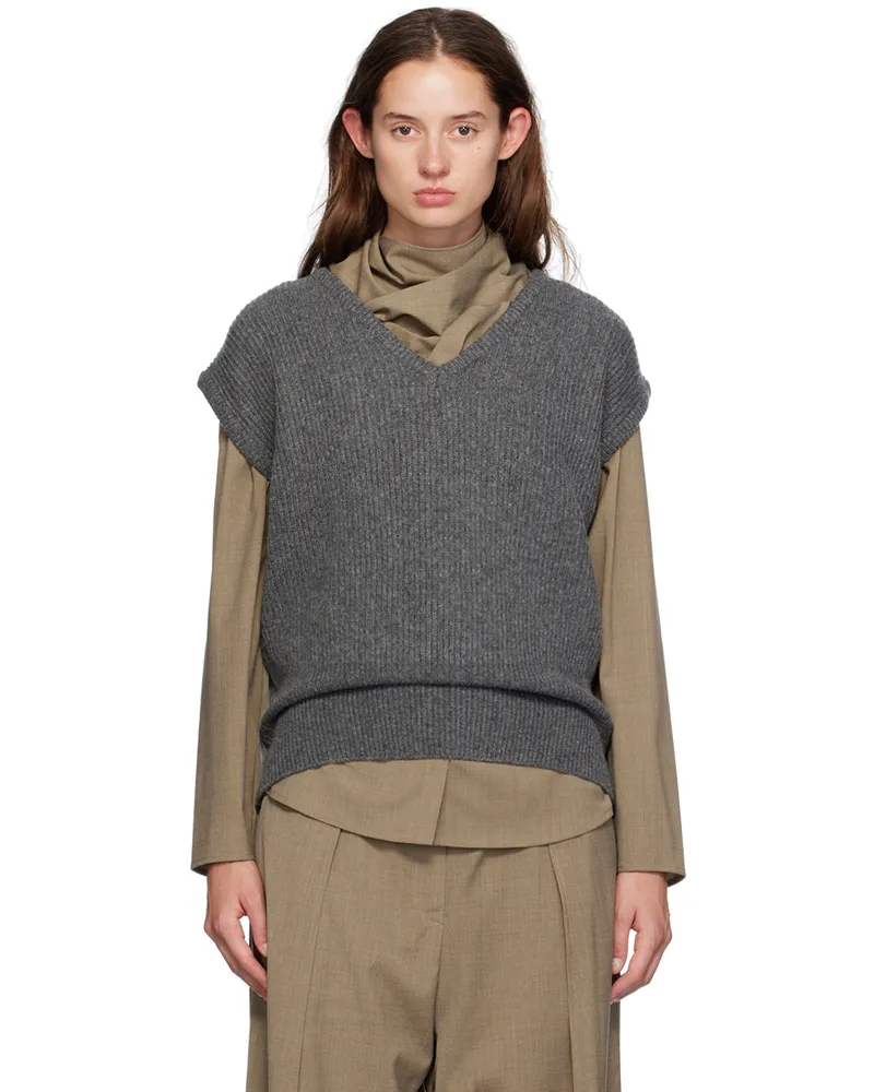LE 17 SEPTEMBRE Gray V-Neck Vest Charcoal