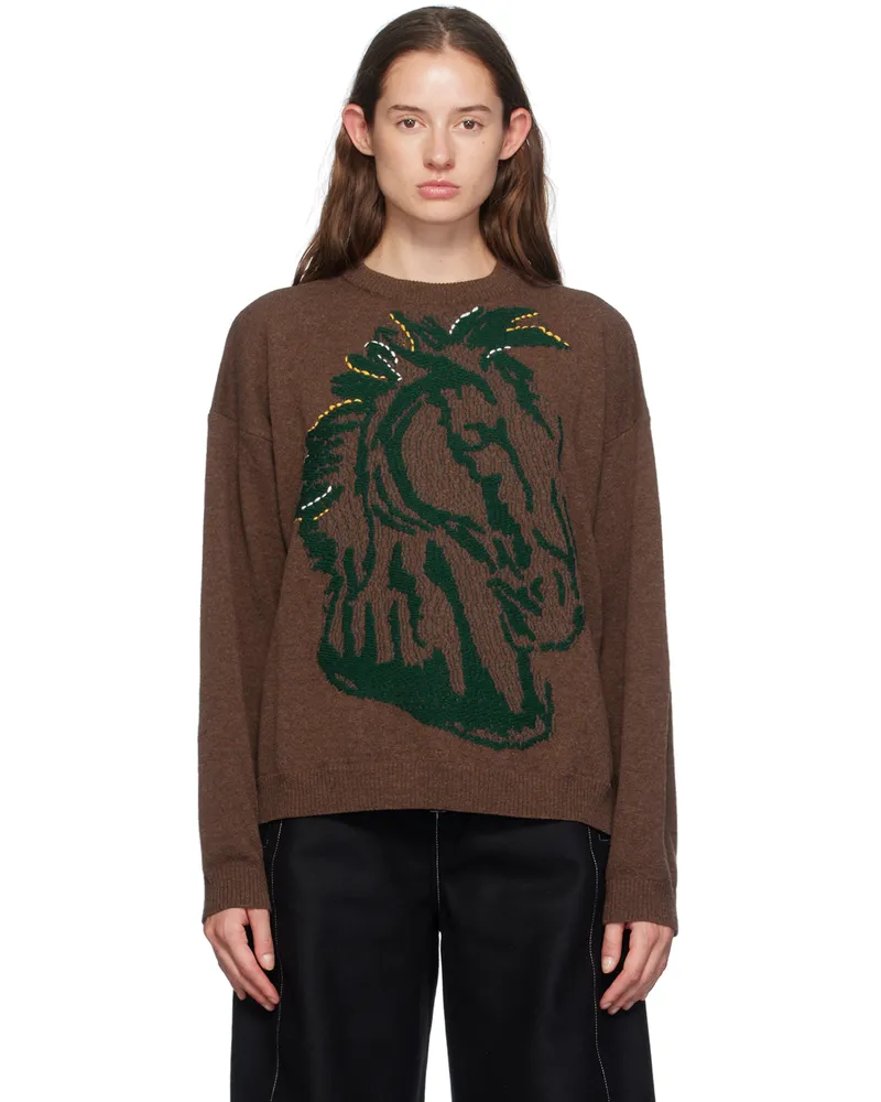 Henrik Vibskov Brown Horse Head Sweater Brown