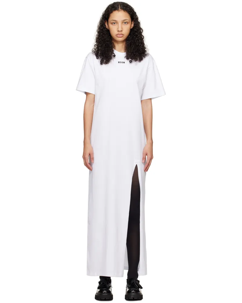 MSGM White Micro Maxi Dress 01