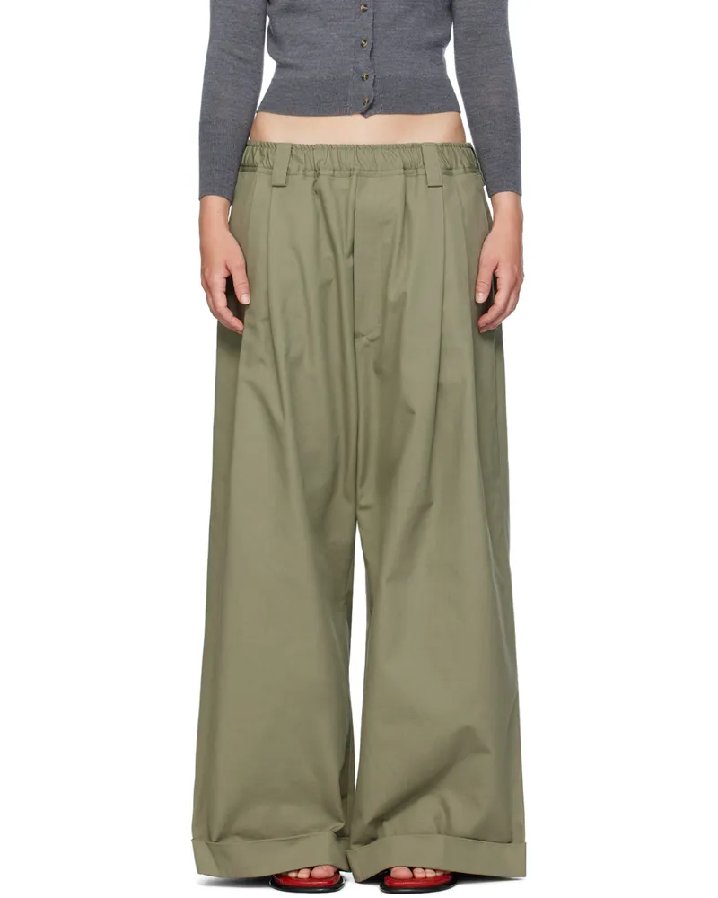 Meryll Rogge Green Drawstring Chino Trousers Olive