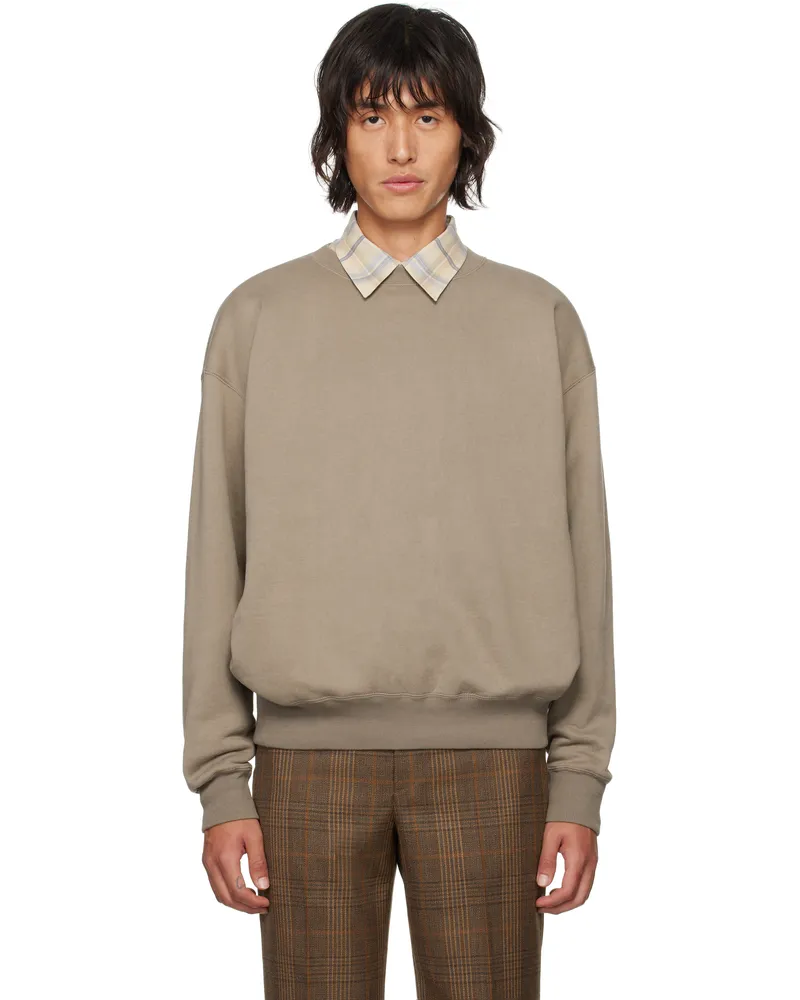 AURALEE Brown Smooth Soft Sweatshirt Olive