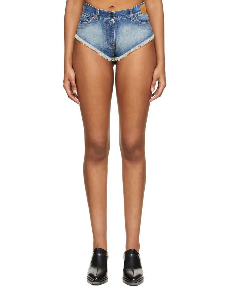 Palm Angels Blue Denim Shorts Blue