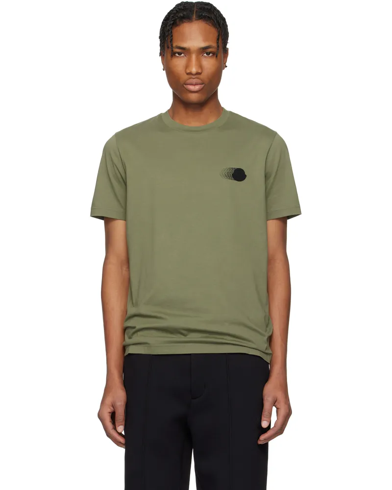 Moncler Green Faded Logo Motif Cotton T-shirt 82g
