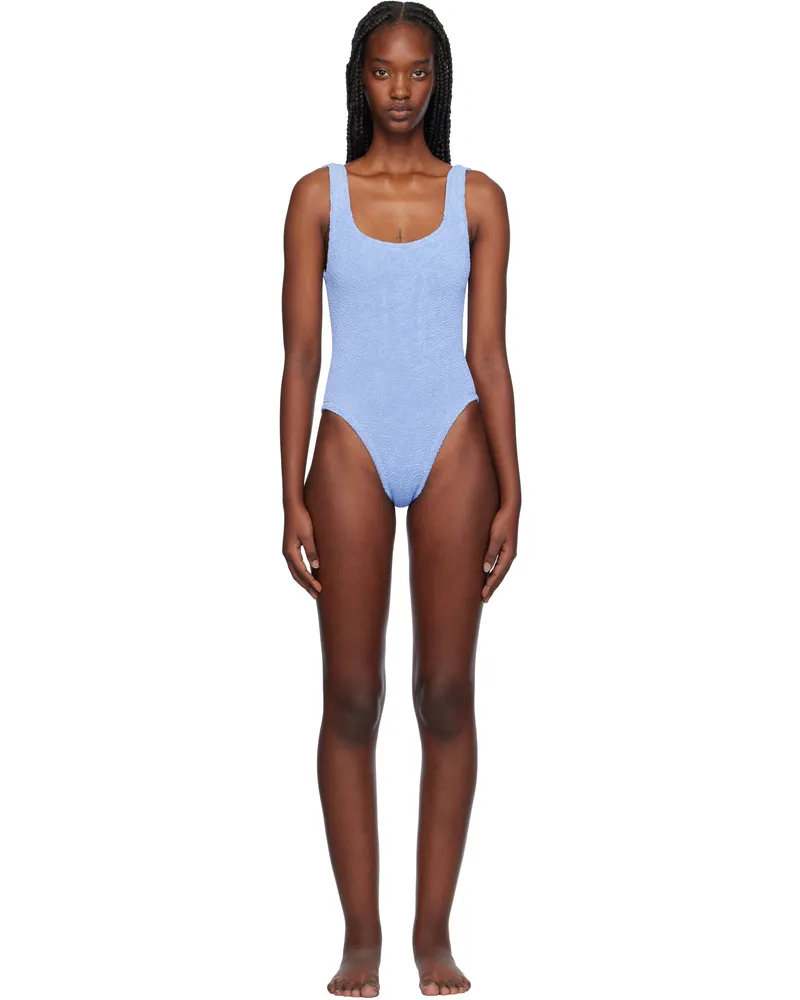 Hunza G Blue Square Neck Swimsuit Cornflower