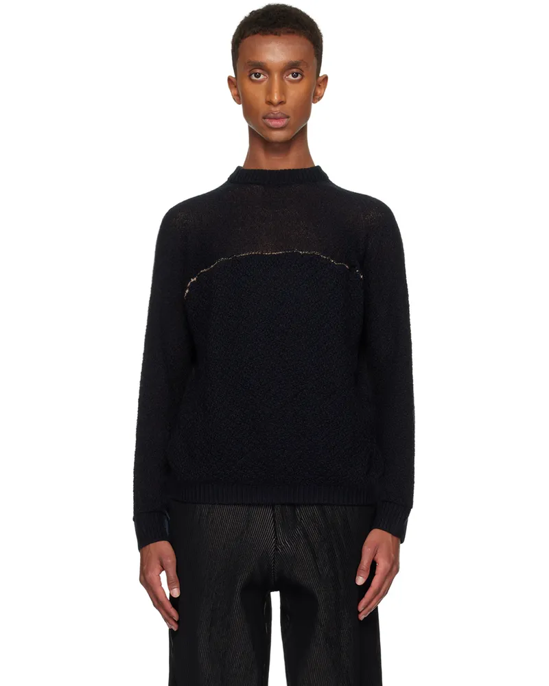 Isa Boulder SSENSE Exclusive Black Boat Float Sweater Smoke