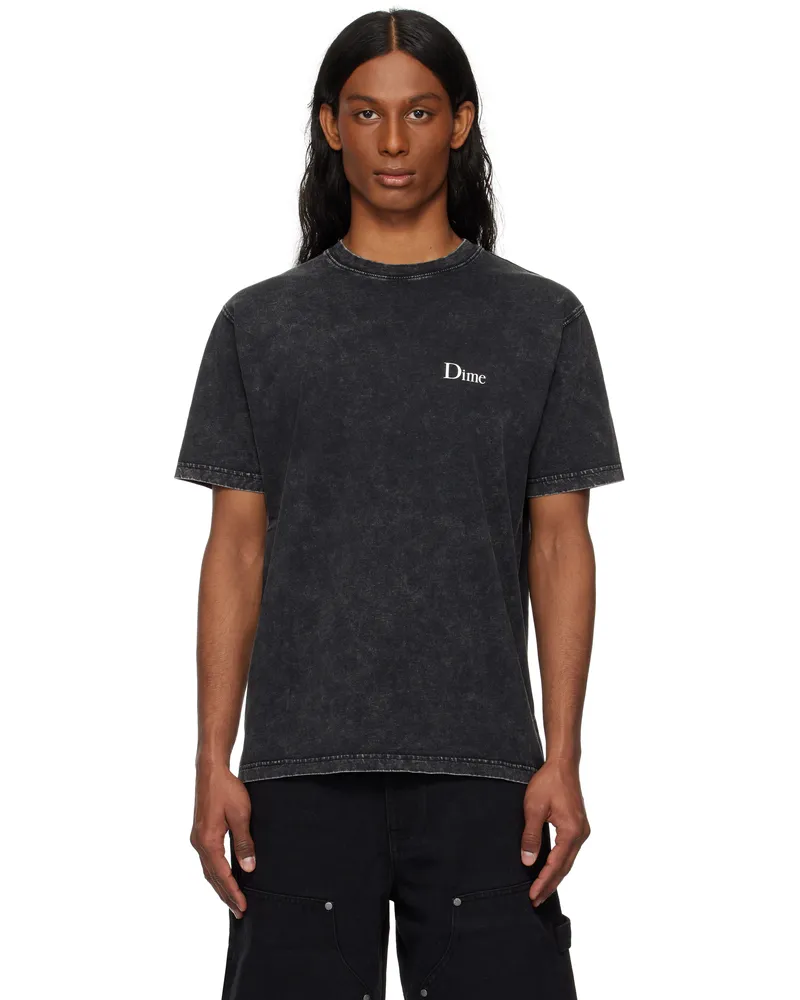 Dime Black Classic Small Logo T-shirt Faded